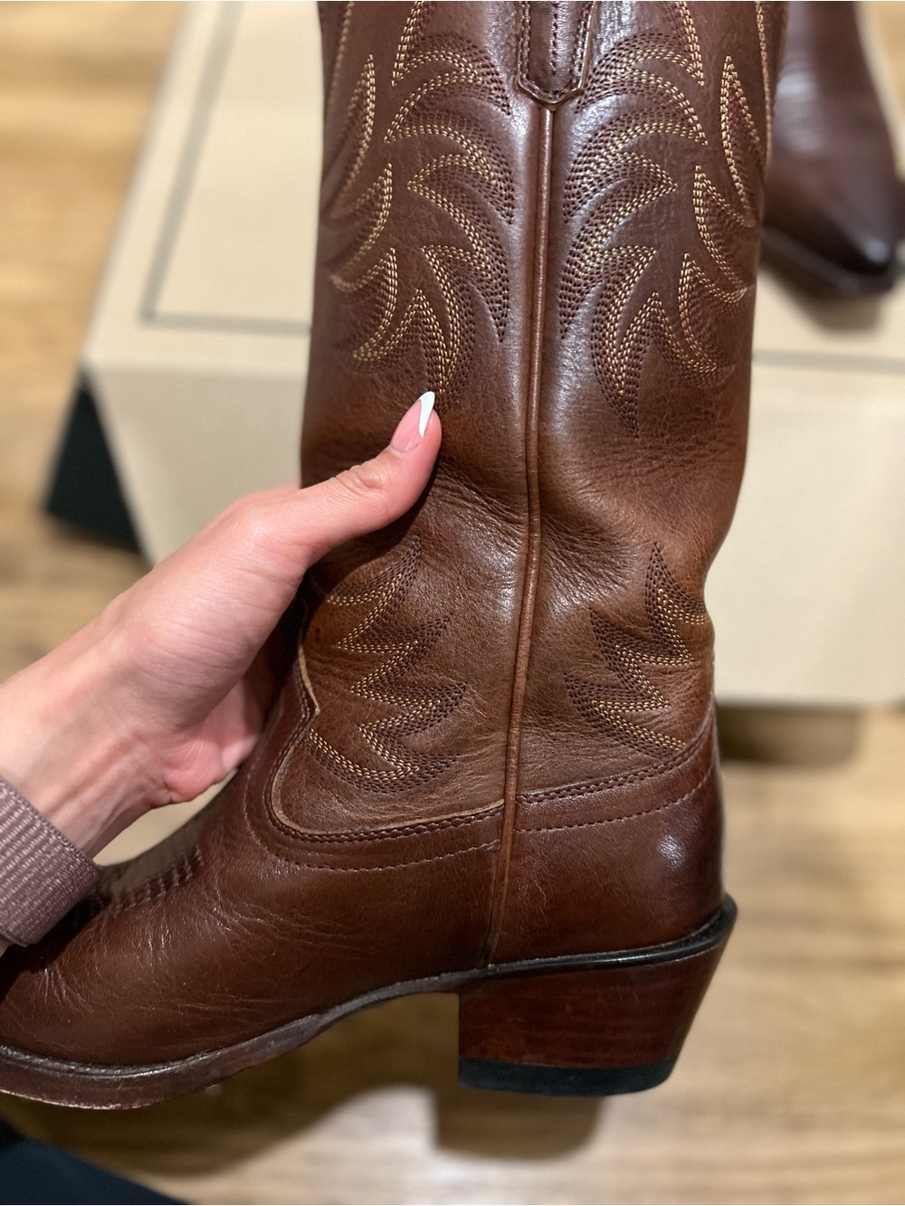 Tecovas Women’s Brown Leather Cowboy Boots - The Annie - Sequoia Cowhide Leather - Picture 4 of 15